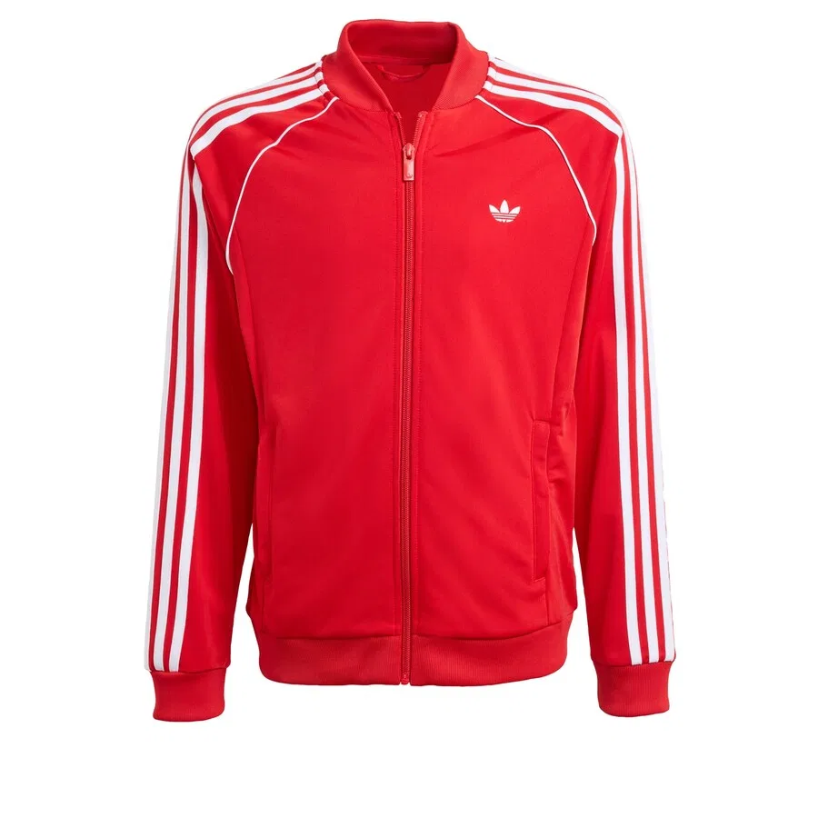 Худи на молнии ADIDAS ORIGINALS 'SST Track' ярко-красного цвета