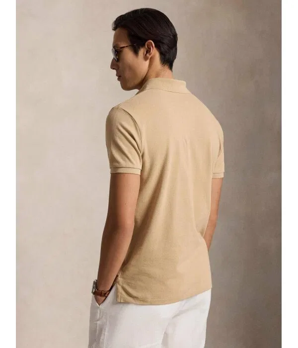 Мужское поло Custom Slim Fit Polo Ralph Lauren, бежевый — фото 3