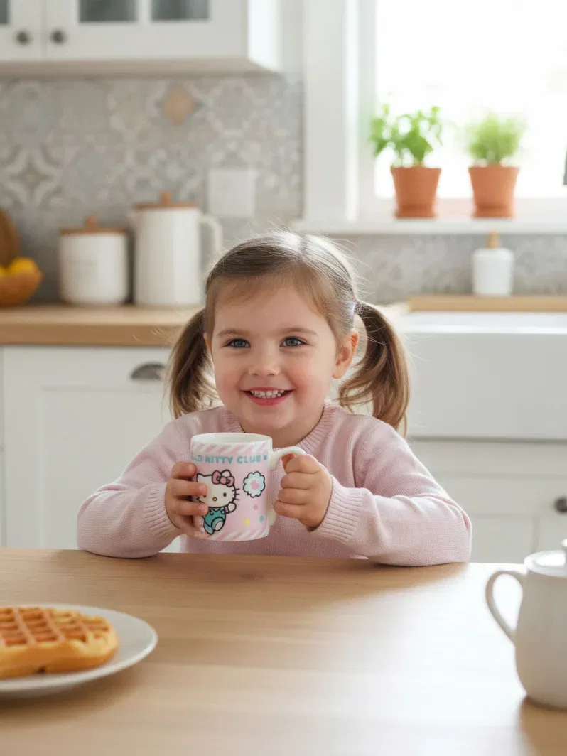 Кружка детская с принтом Hello Kitty, розовый — фото 2