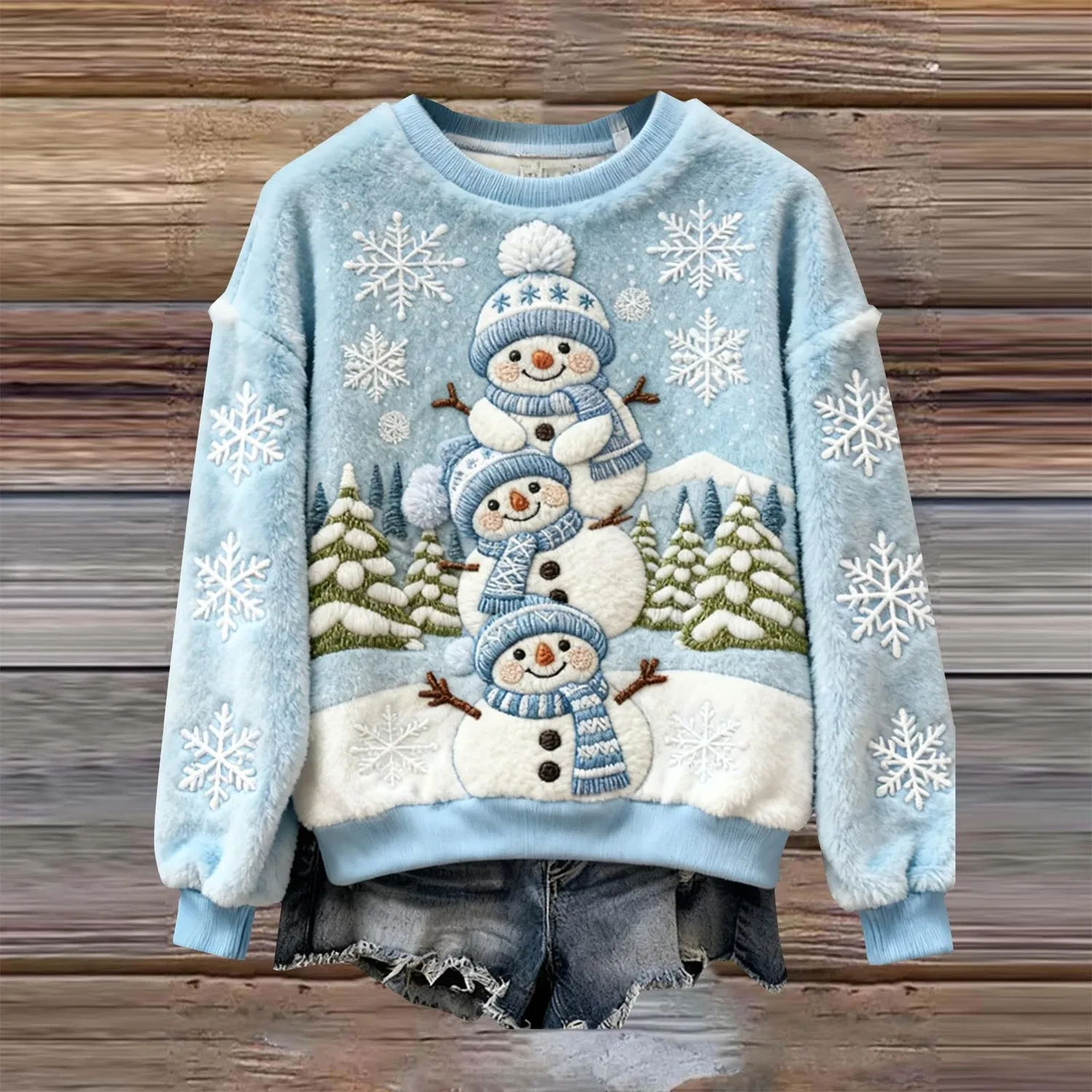 Женский свитер с принтом Christmas Sweater, Blue — фото 2