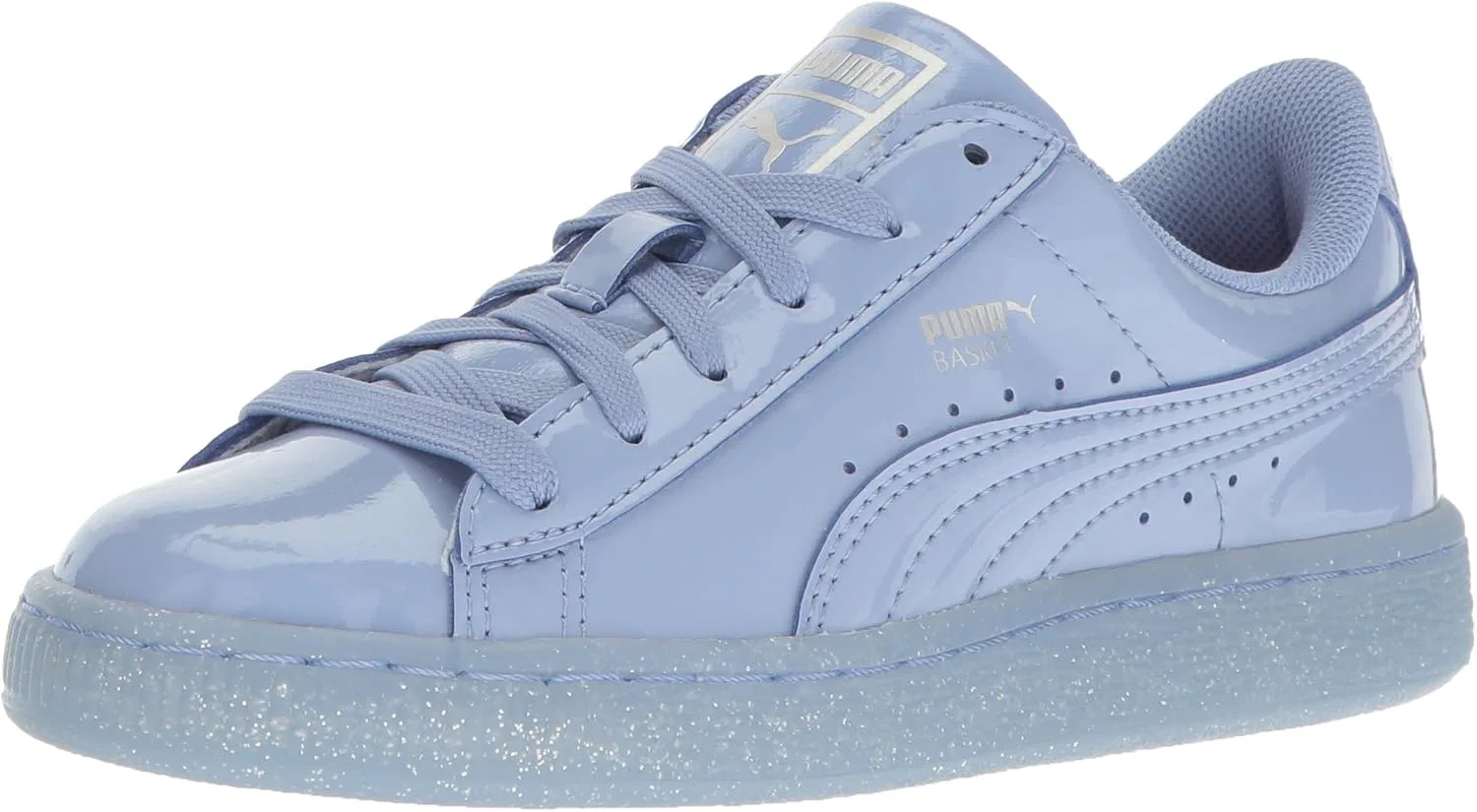 Детские кроссовки для девочек с блестками PUMA Kids Basket Patent Iced Glitter Jr PUMA, Blue