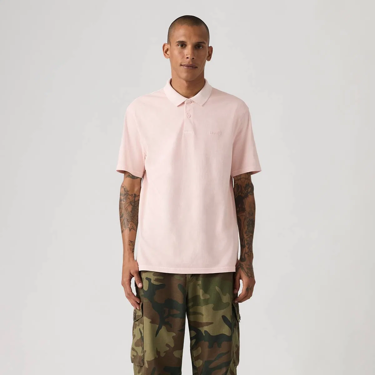 Оригинальная рубашка поло, окрашенная методом крашения Levi's, Garment Dye Crystal Pink - Blue — фото 3