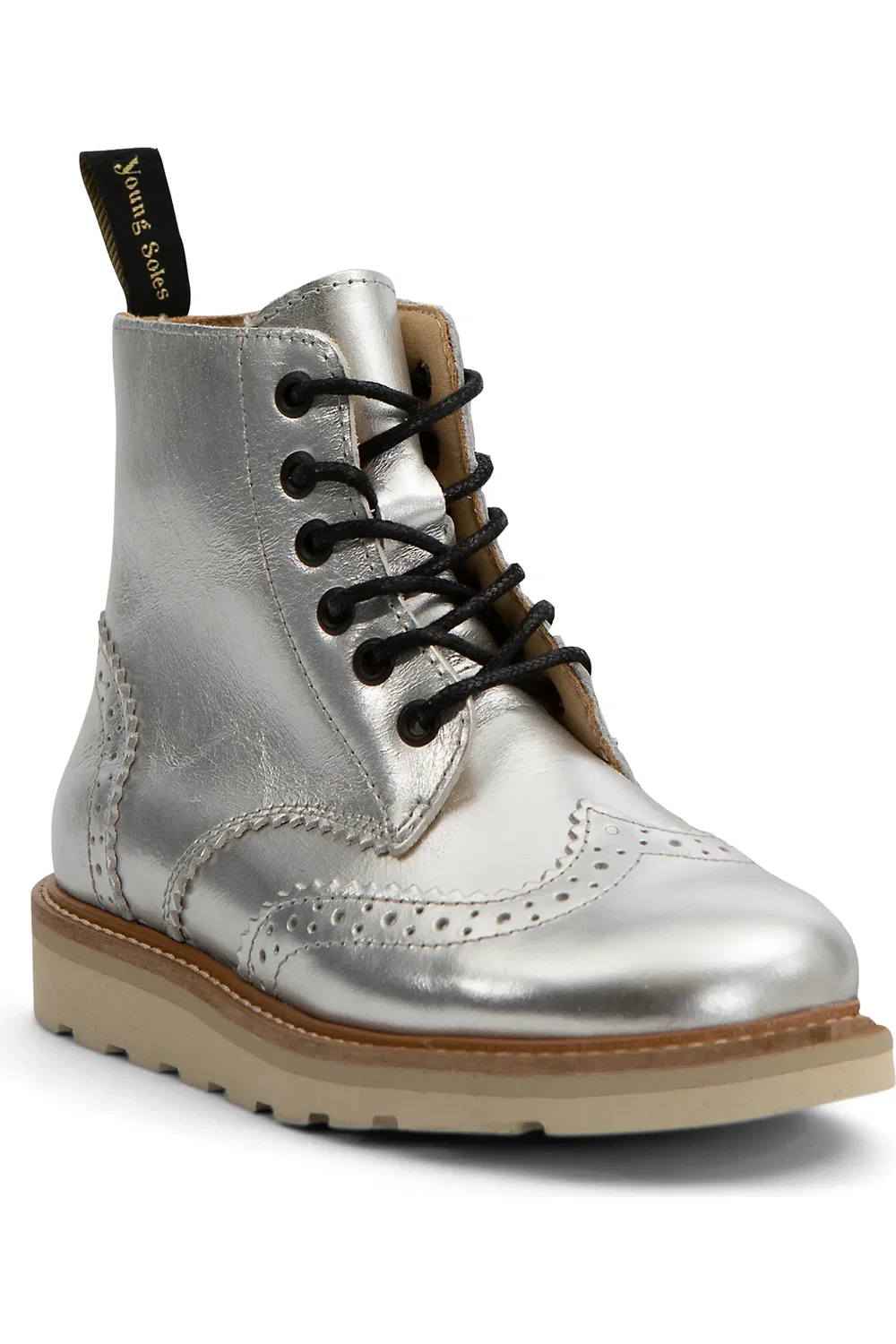 Детские ботинки броги на шнуровке Sidney Young Soles, Silver