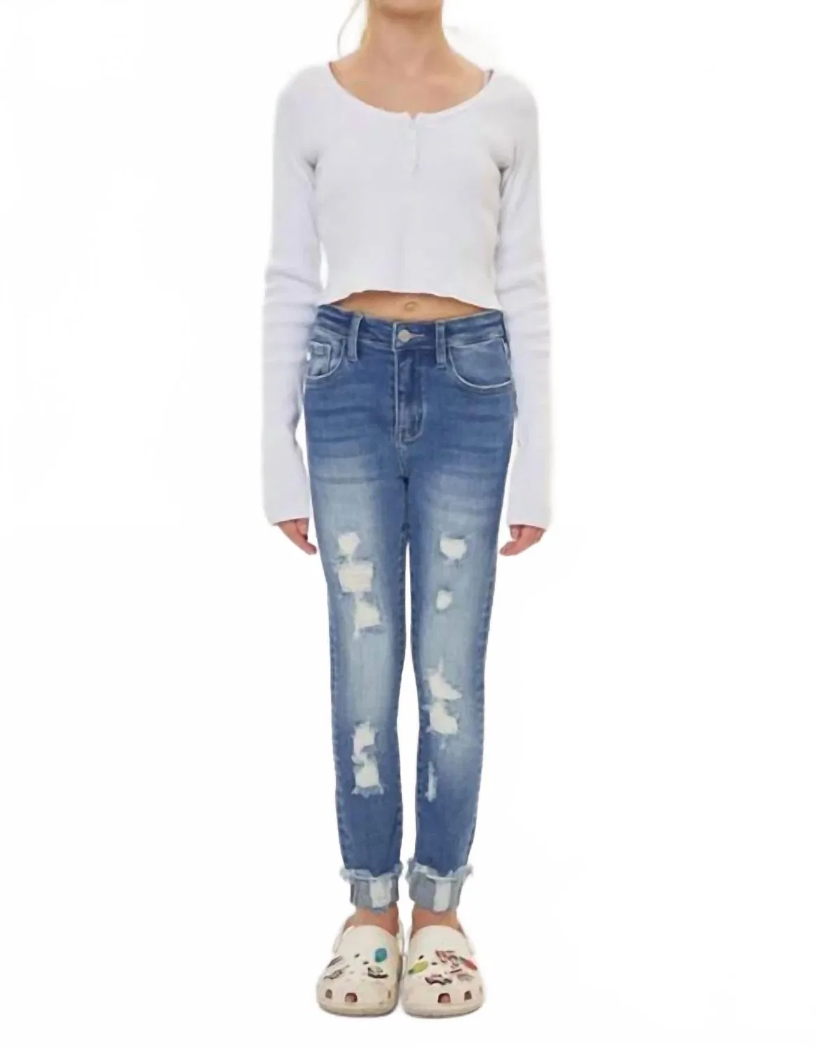Детские джинсы для девочек с завышенной посадкой Samara Skinny Jeans KanCan, Medium Wash