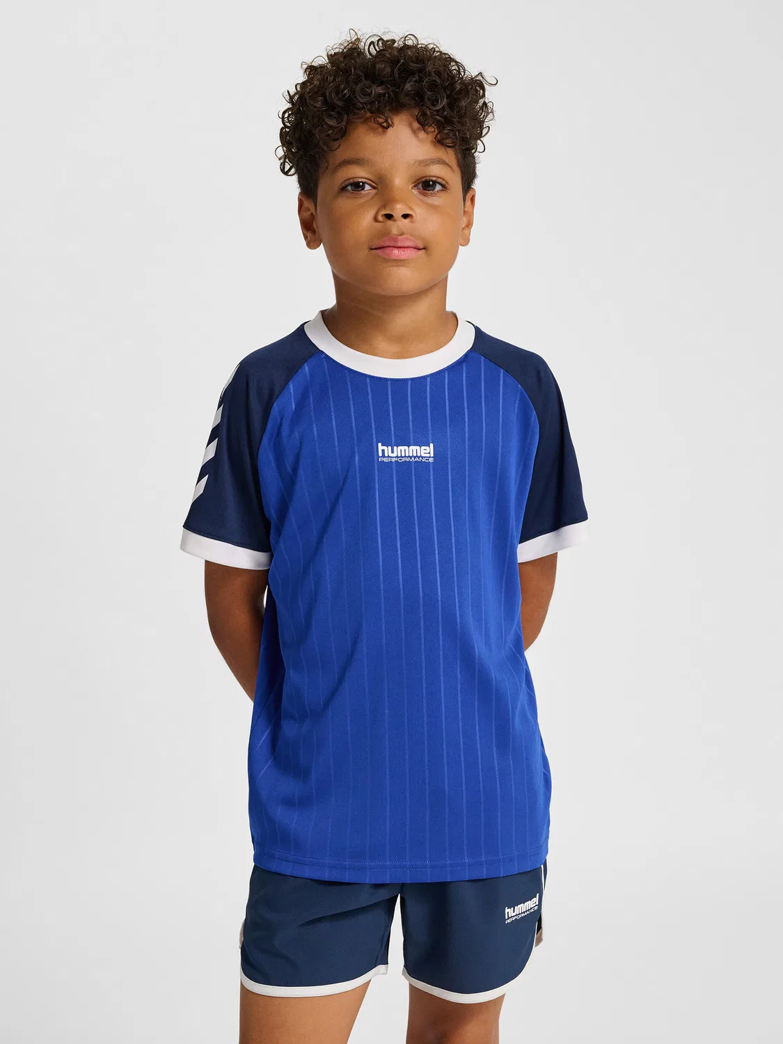 Детская футболка с принтом Hmljr Stripe Hummel, Elektroblau