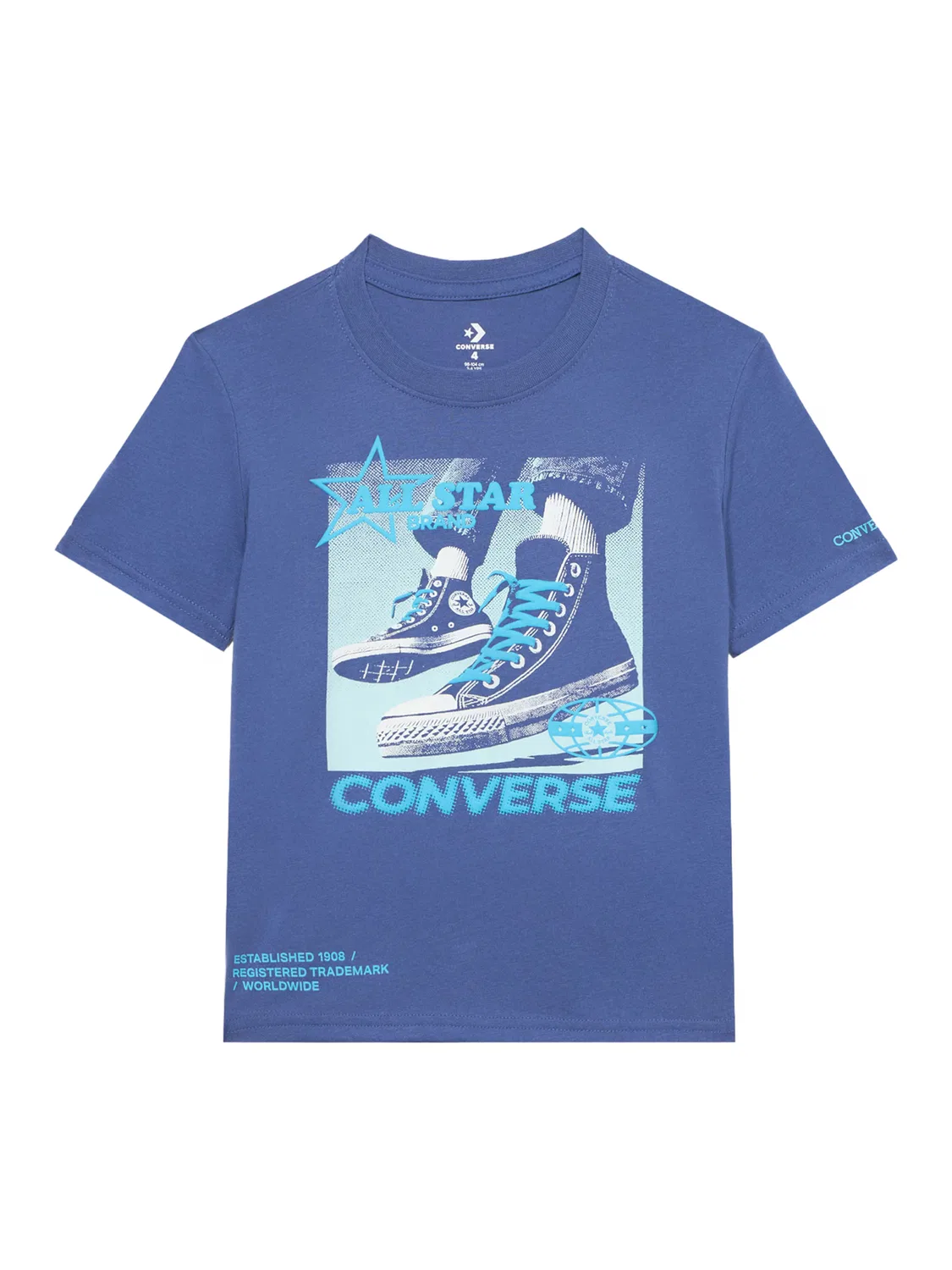 Футболка Converse CNVB PHOTO REAL SNKR в сапфировом, лазурном и пастельно-голубом цветах