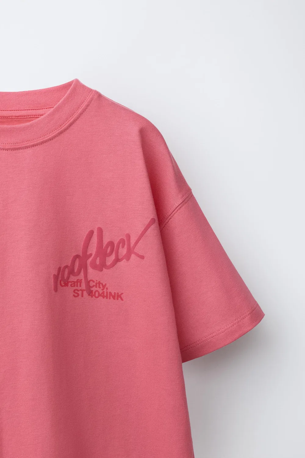 Футболка с принтом граффити ZARA, Pink/White — фото 3