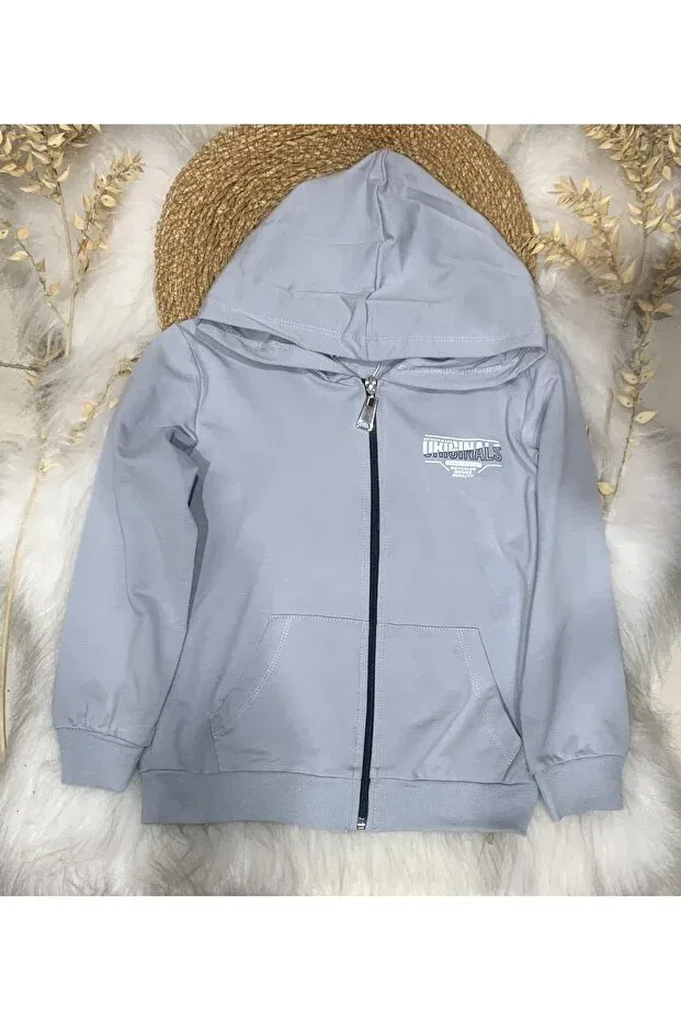 Детский кардиган с капюшоном без пола Bebitomkids, Gray