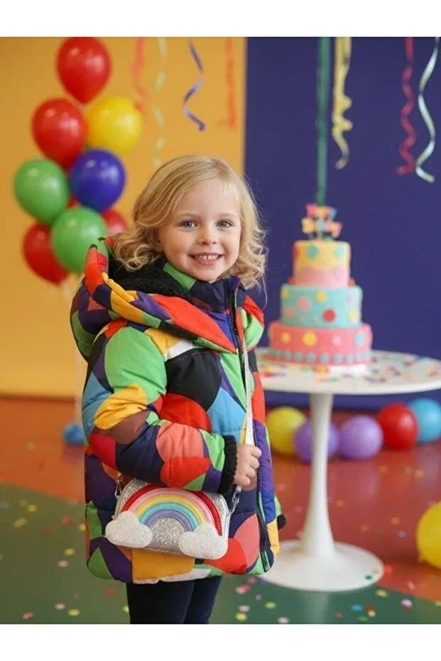 Детское пальто для девочек с принтом Zekids, Colored — фото 4