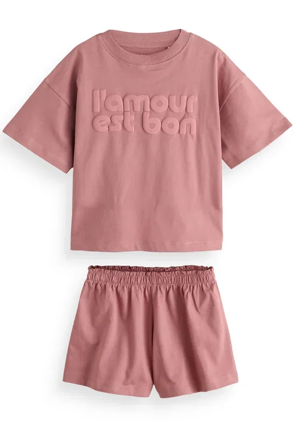Пижамный комплект из 3 предметов, хлопок, Regular fit - short pyjamas 3 pack .set, Next, желтый, синий, Slogan — фото 3