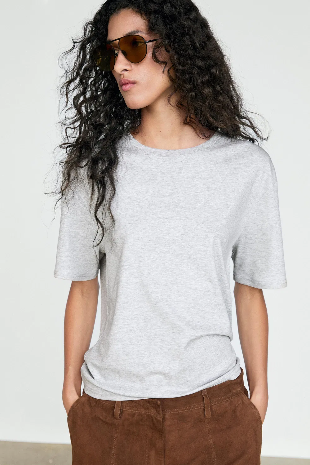 Футболка Massimo Dutti Oversize 100% Cotton Short Sleeve, серый