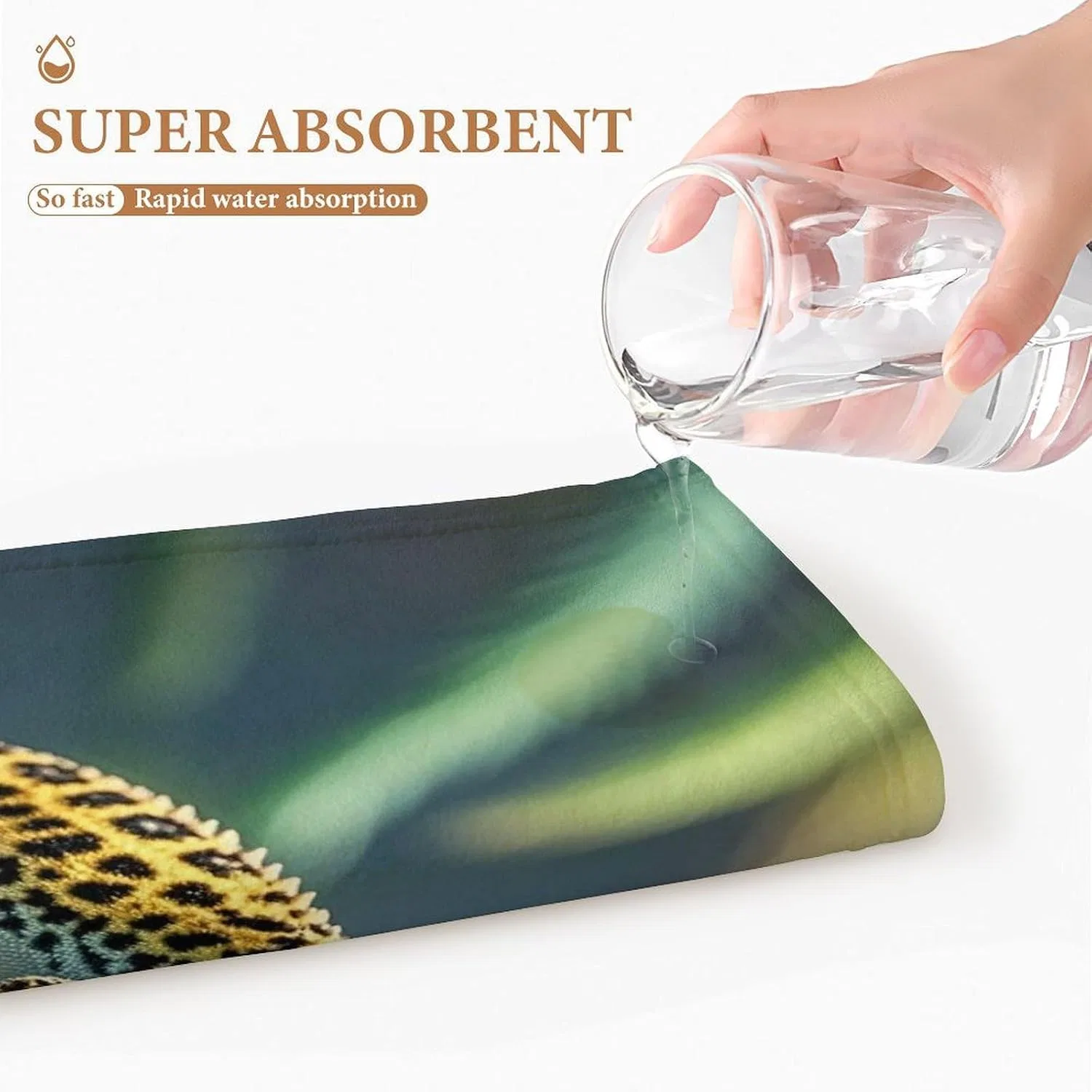Махровая салфетка для лица KLSVTMEA, 1 шт, 72.9x35.1 см, Leopard Little Gecko — фото 3