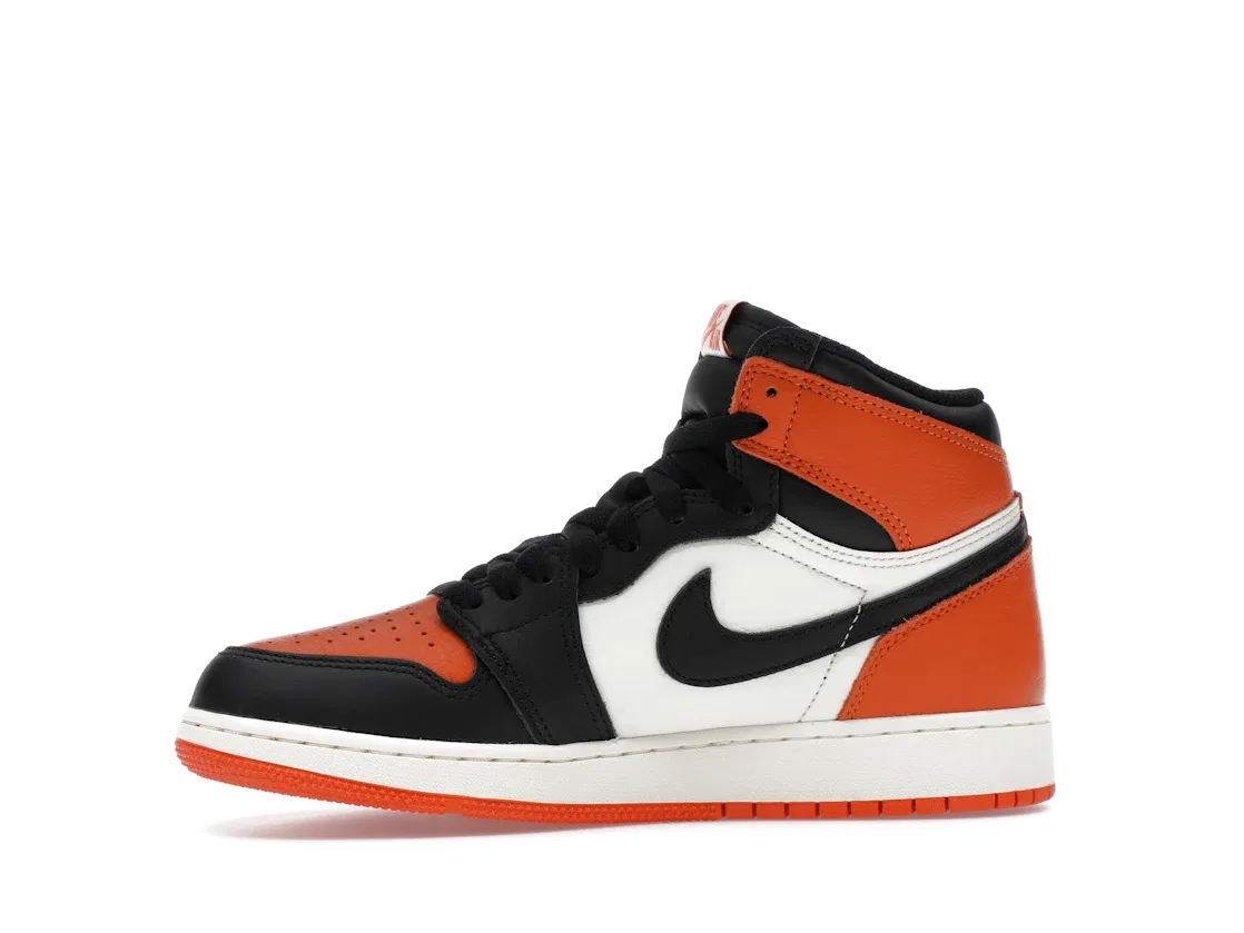 Детские кроссовки высокие с принтом Shattered Backboard Jordan 1 Retro High OG, Black/Black-Sail-Starfish — фото 3