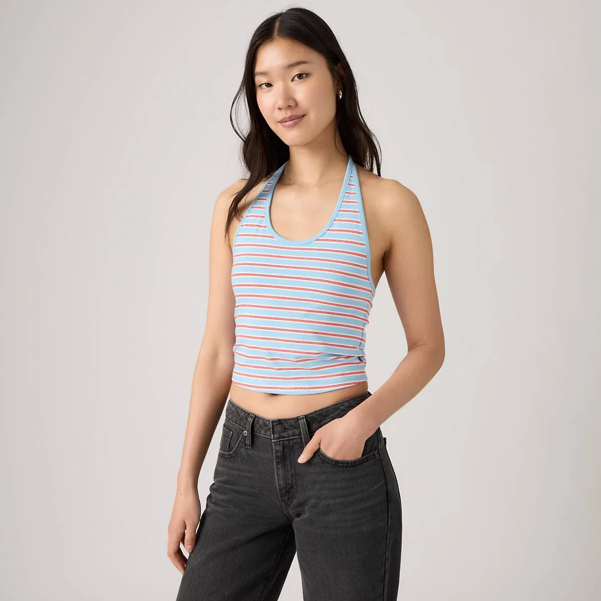 Топ-Ella halter Levi's, Ines Stripe Air Blue Signal Red - Blue