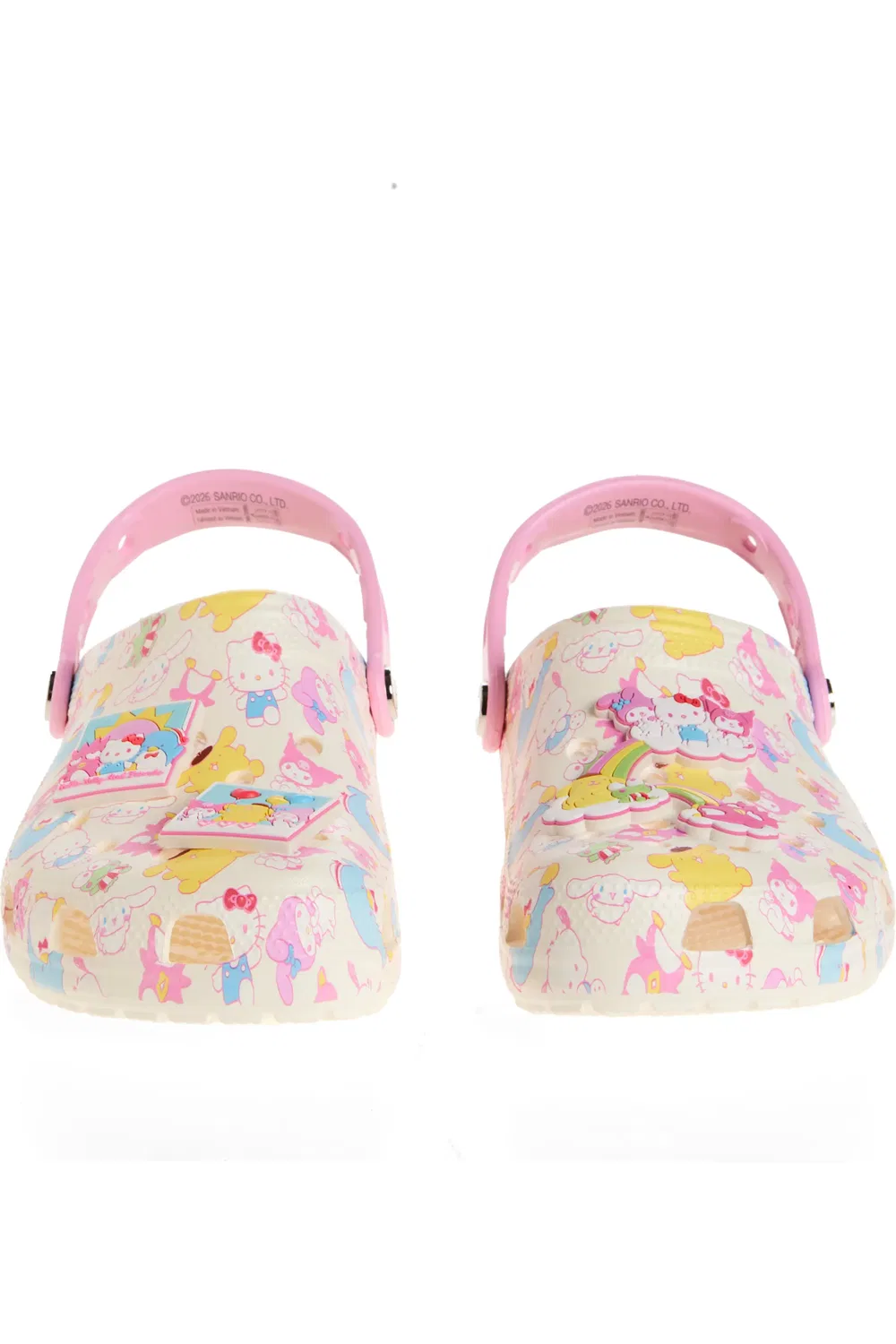 Детские клоги водонепроницаемые с Hello Kitty Classic Clog Crocs, Ivory/Pink Multi — фото 4