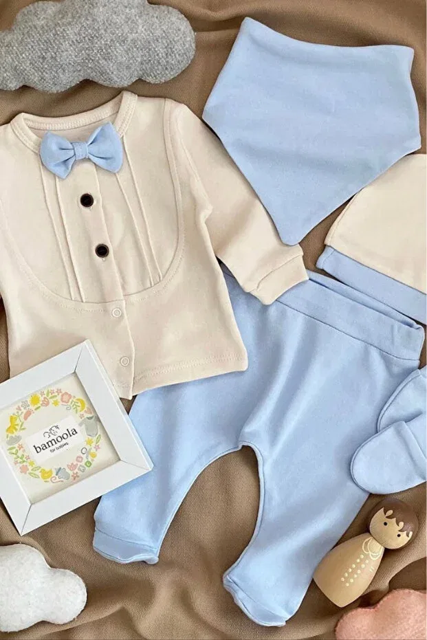 Детский комбинезон для мальчиков с принтом Bamoola For Babies, Blue Bow Tie — фото 2