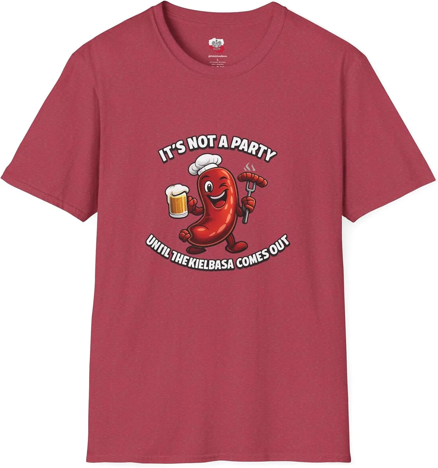 Женская футболка с принтом Kielbasa Party Tee, Heather Cardinal
