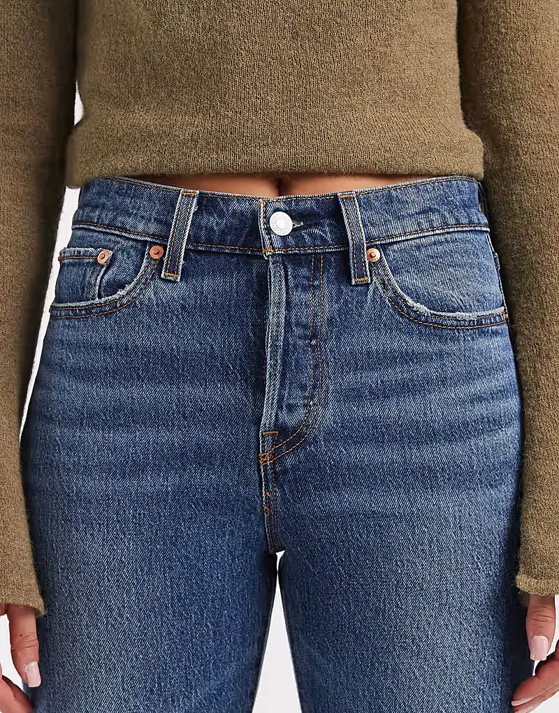 Джинсы Levi's Wedgie Straight Denim среднего, синий — фото 4