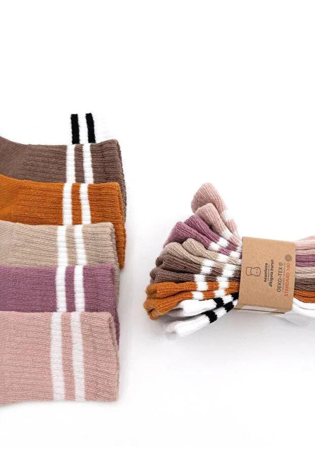 Детские носки хлопковые 4 штуки 6-Piece baby socks pink mix cotton / seamless / striped college children's socks Karamila, Pink — фото 2