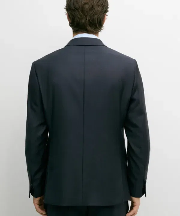 Костюмный блейзер из шерсти, Massimo Dutti, черный — фото 4