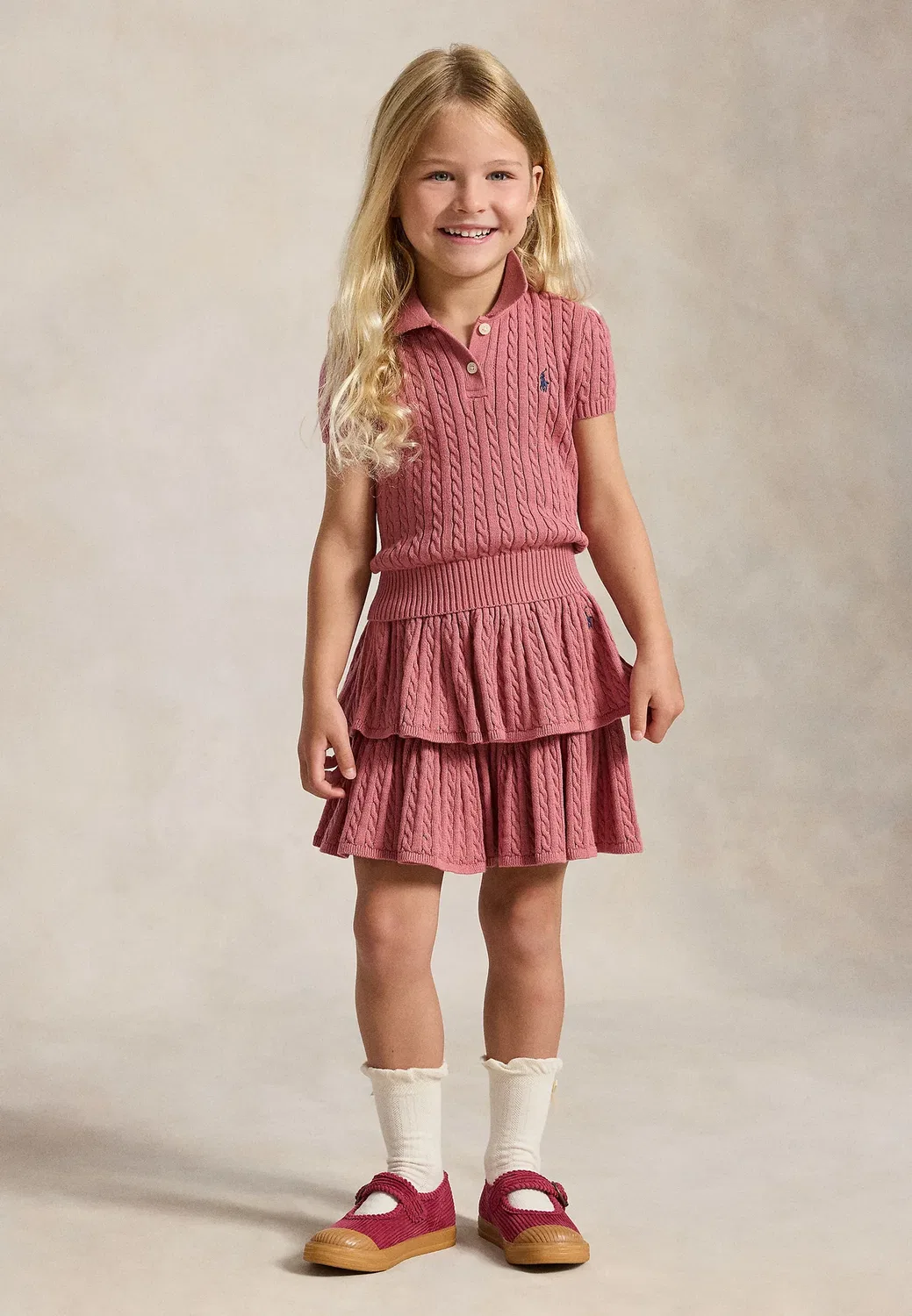 Хлопковый поло-свитер с мини-косичкой, размер 2-6 лет Polo Ralph Lauren, Canvas Pink — фото 2