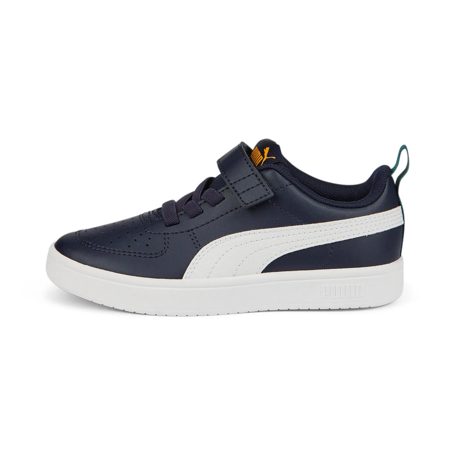 Детские полуботинки на шнуровке и липучке Rickie AC Puma, Dunkelblau Weiss — фото 2