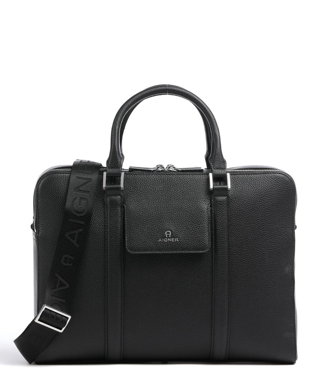 

Портфель Matteo 14 дюймов из зернистой яловой кожи Aigner, черный