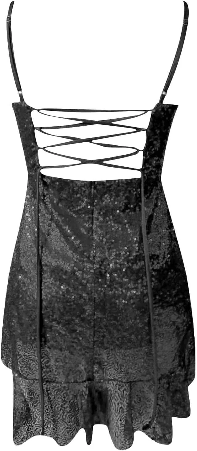 Женское платье с пайетками без рукавов, чёрный — фото 2