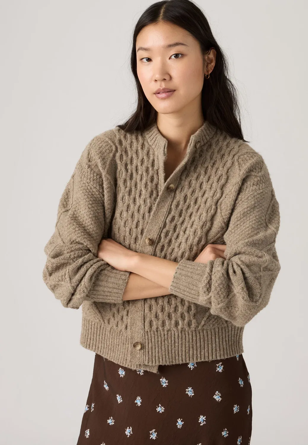 Кардиган Charlotte с круглым вырезом - кардиган Levi'S, Mushroom Heather B2625 Bros — фото 3