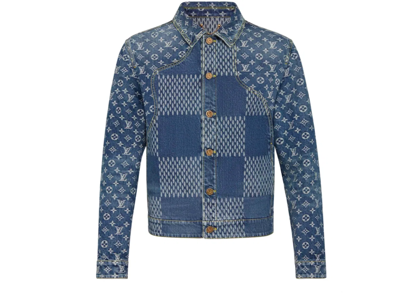 Мужская джинсовая куртка с рисунком Giant Damier Waves Louis Vuitton, Indigo