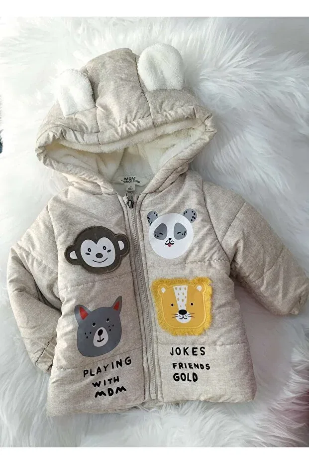 Детское пальто для девочек с капюшоном Mayakids, Beige