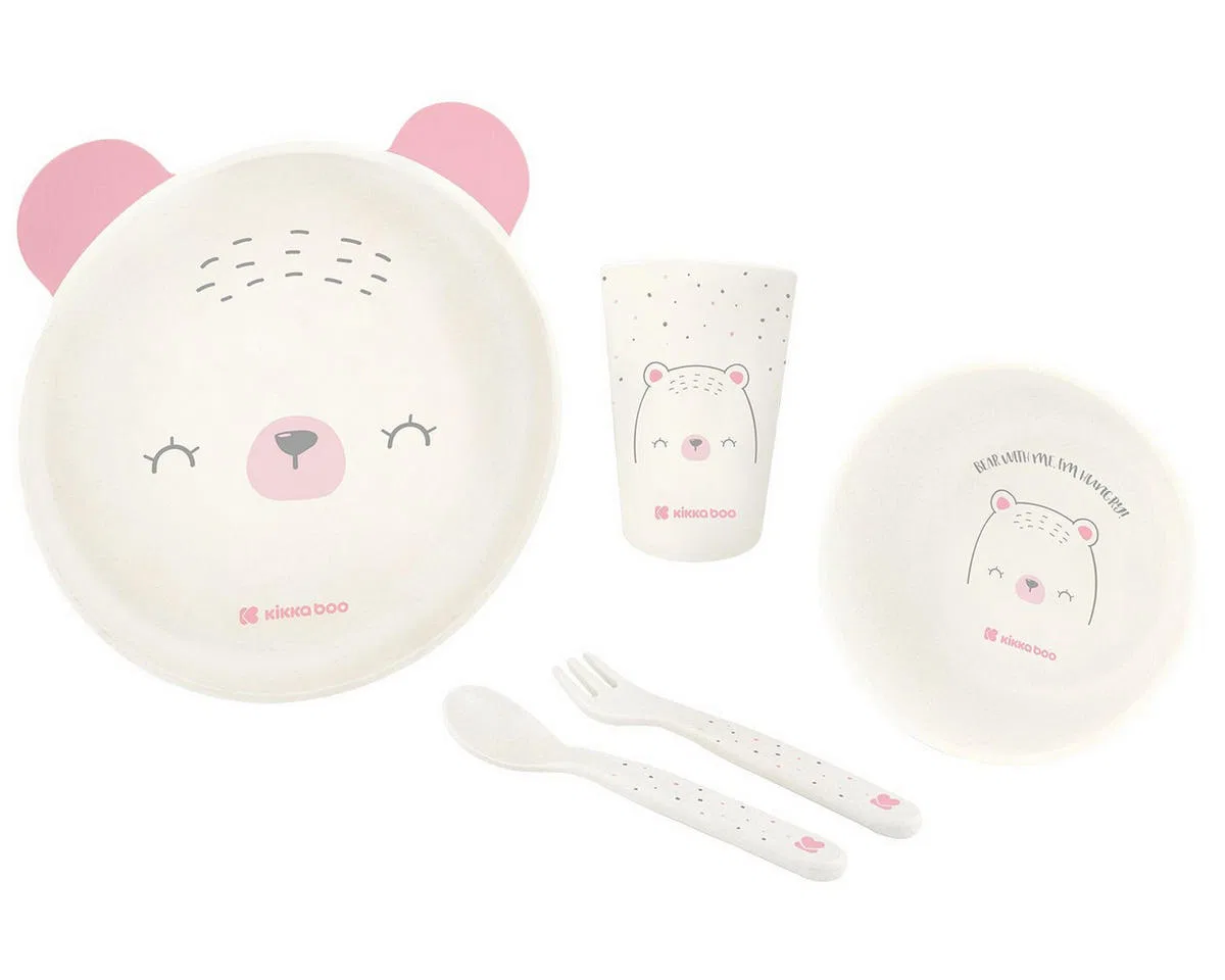 Детский набор посуды Bear with me, 5 предметов, 180 мл Kikka boo, розовый