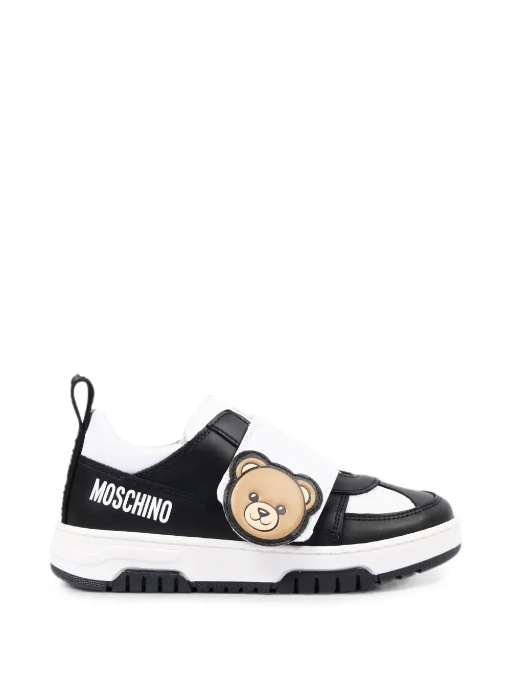 Кроссовки на липучках с мишкой Teddy Bear Moschino Kids, черный