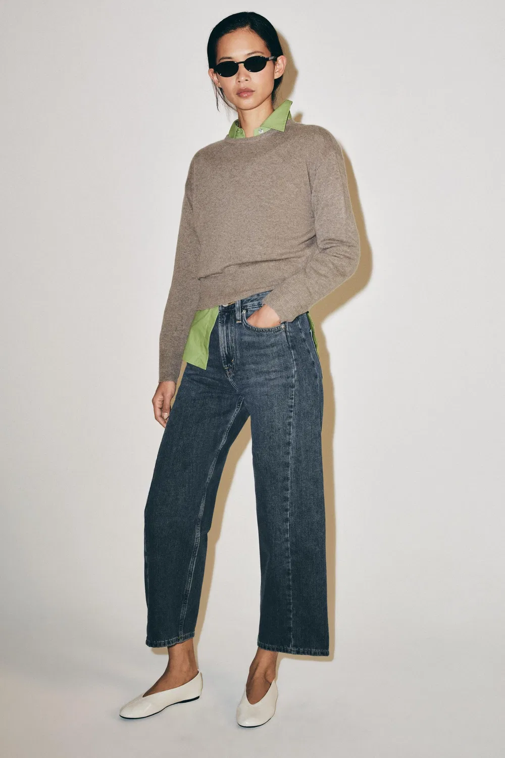 Джинсы средней посадки свободного кроя от ZW COLLECTION ZARA, Blue/Grey