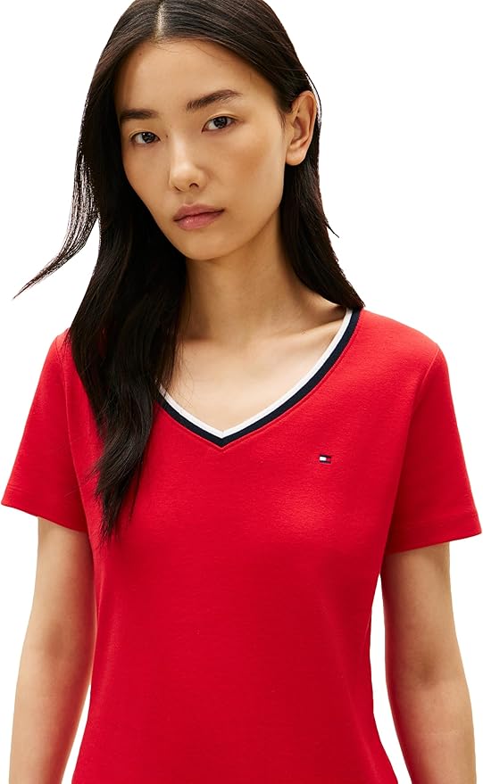 Платье-футболка Tommy Hilfiger Short Sleeve Cotton V-Neck, красный — фото 2