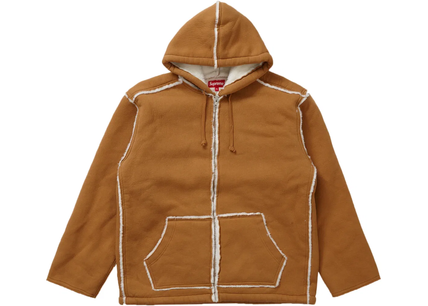 Мужская куртка с капюшоном искусственный мех Supreme, Tan — фото 2