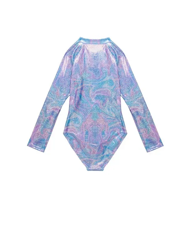 Детский купальник для девочек с длинным рукавом Marble Sparkle Gottex Kids, Multi-Pink — фото 2