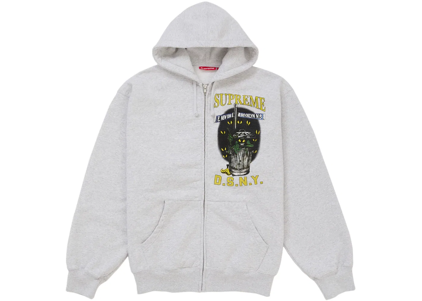 Мужской худи на молнии с принтом DSNY Supreme, Heather Grey