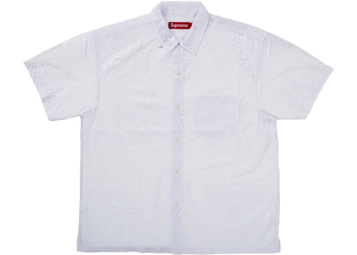 Мужская рубашка с кружевным принтом Supreme Last Supper Lace S/S Shirt, White