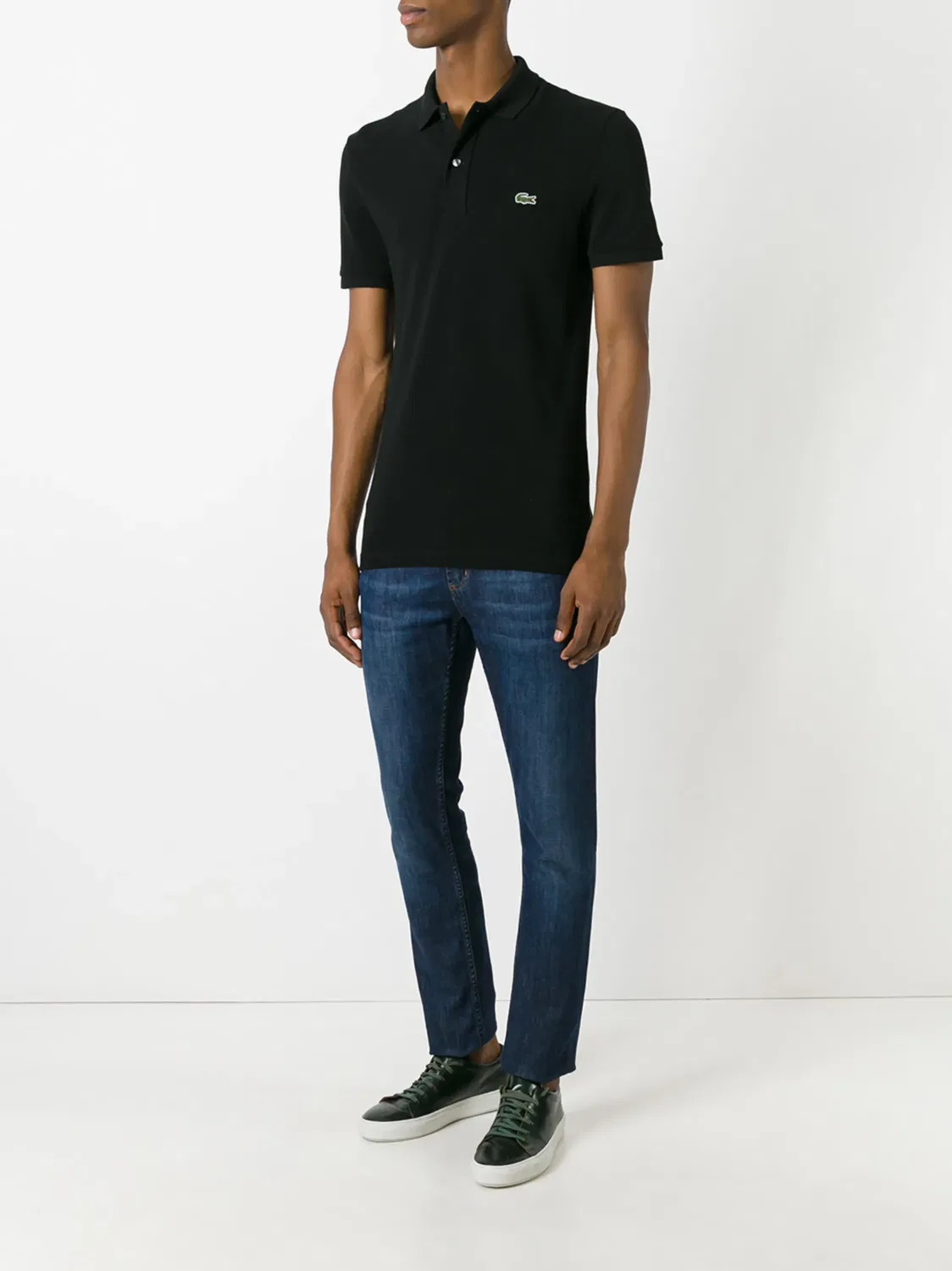 Рубашка-поло черная с нашивкой-логотипом Lacoste, черный — фото 2