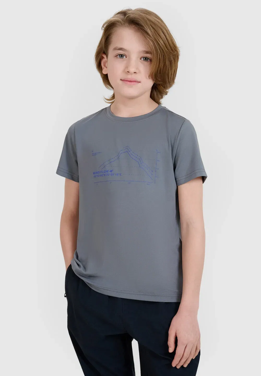 Футболка trekkingowy szybkoschnący chłopięcy - czarny 122/128 (6-8 лат) - спортивная футболка 4F, Middle Grey — фото 2