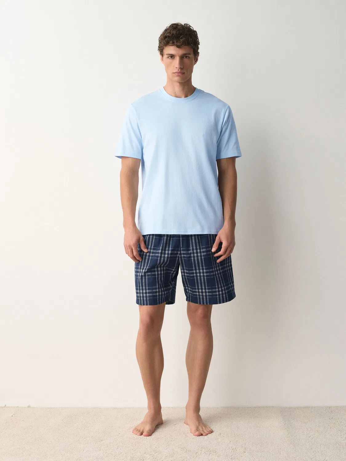 Пижама, из 100% хлопка, Blue Woven Short Sleeve Pyjamas Set Next, синий