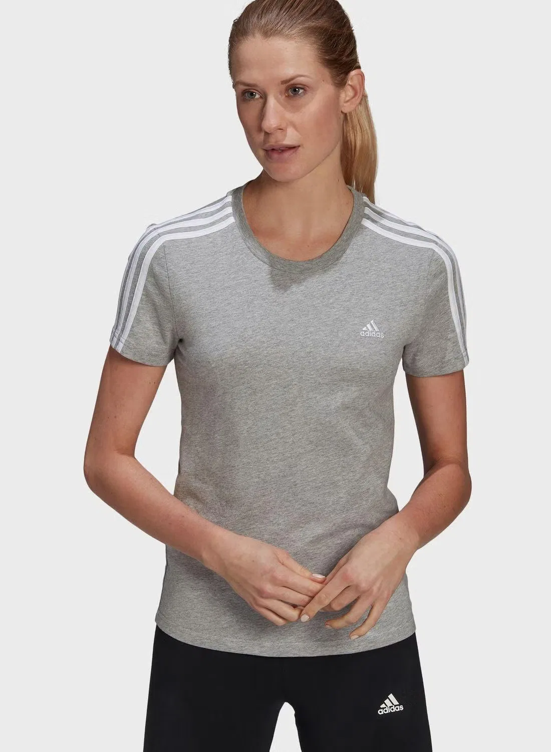 Футболка тренировочная с длинным рукавом W 3s t Adidas, серая