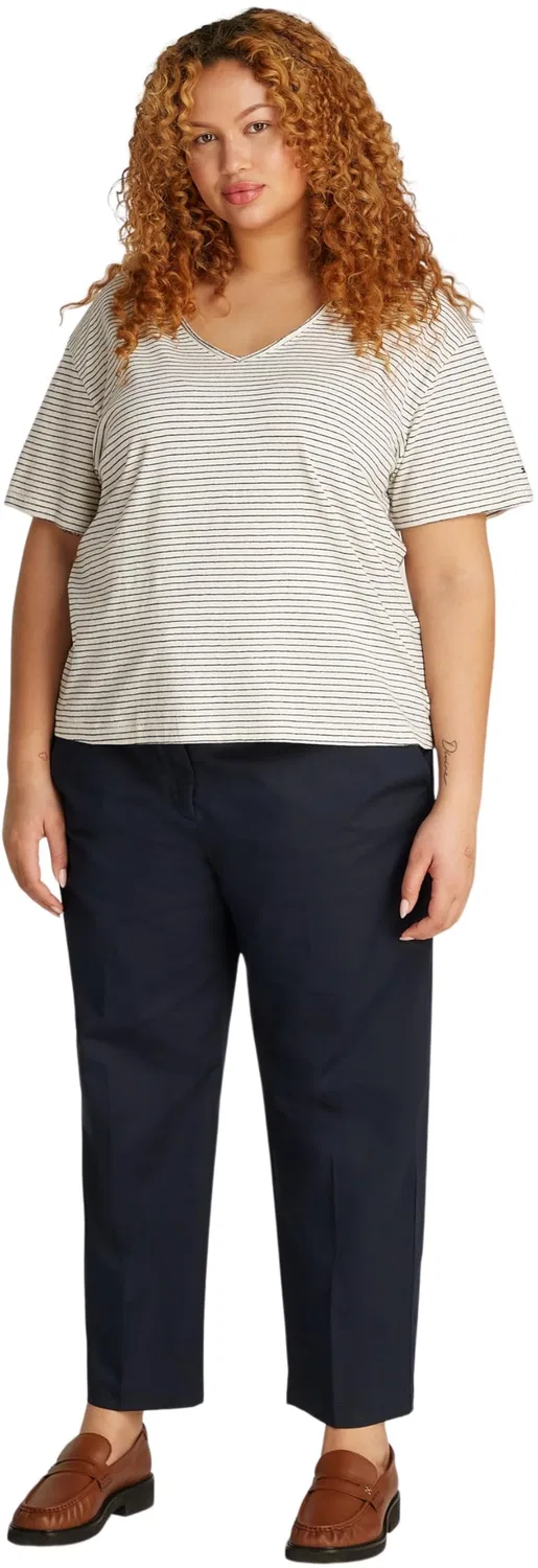 Женская футболка с v-образным вырезом Tommy Hilfiger, White (Calico / Dark Night Navy Stp) — фото 4