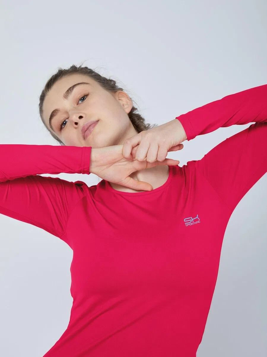 Футболка с длинным рукавом розового цвета Sportkind — фото 3