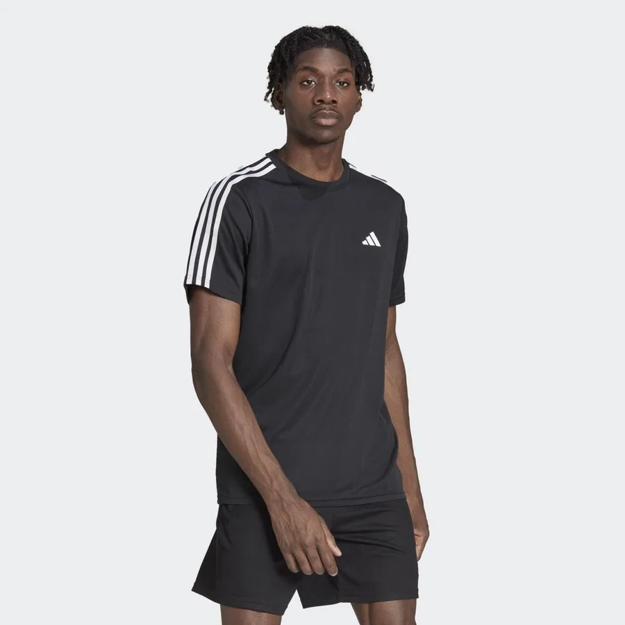 Футболка с длинным рукавом Train Essentials 3-Stripes adidas, Черно-белый