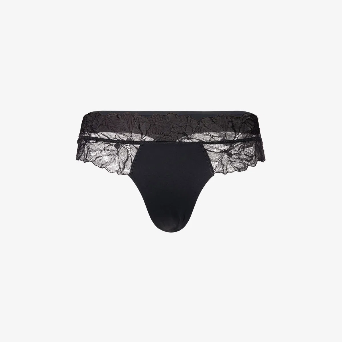 Идеально облегающие кружевные стринги из эластичной ткани Calvin Klein, черный