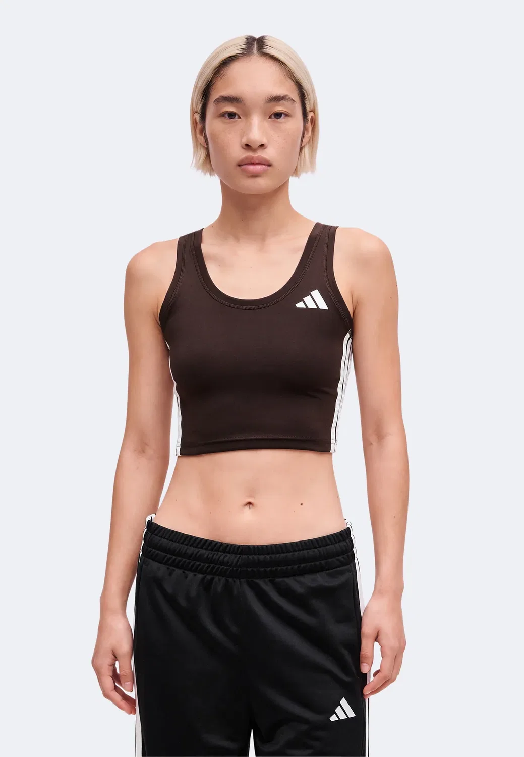 Спортивная майка-топ в полоску (необходимая вещь для тренировок) Adidas Performance, Aurora Coffee/White
