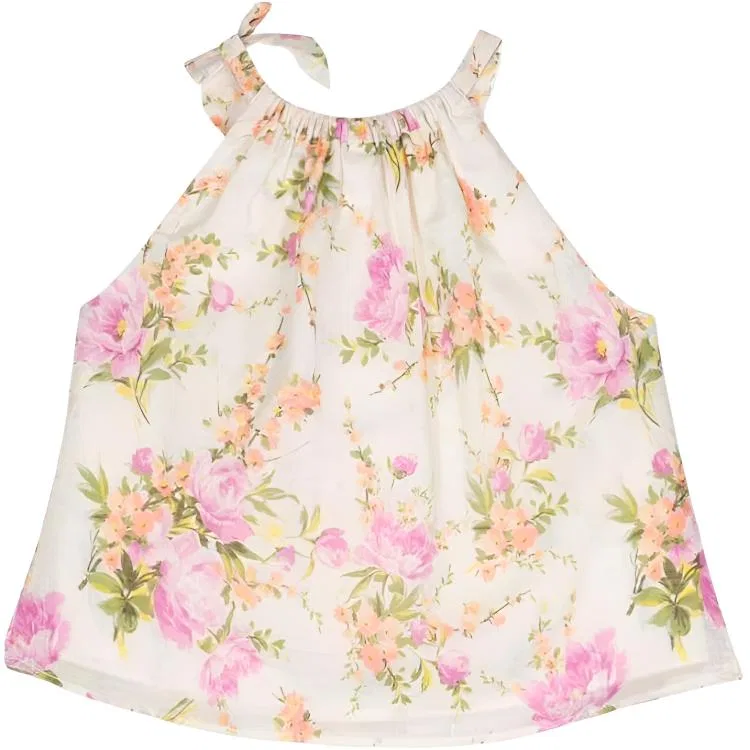 Детская майка на бретелях с цветочным принтом Zimmermann, Purple/Orange Flowers — фото 3