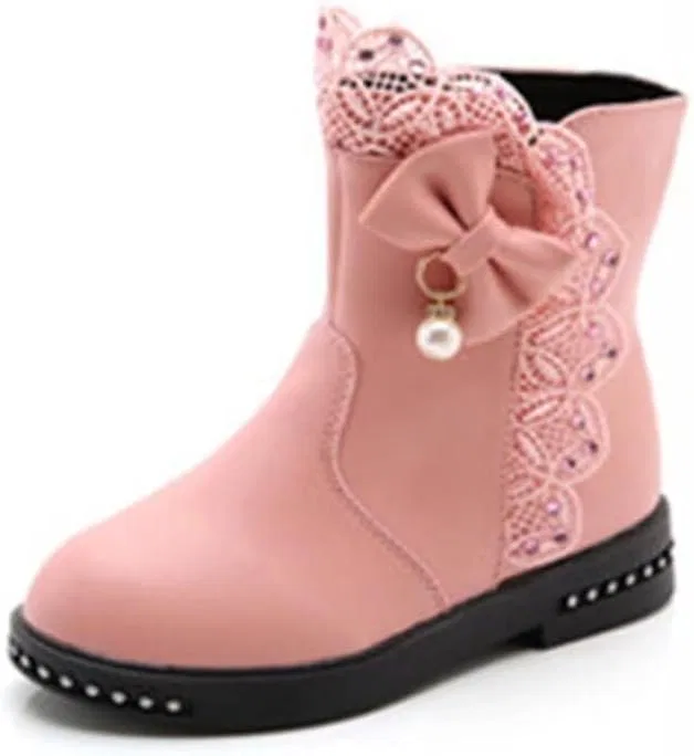 Детские зимние кожаные сапоги с мехом для девочек IvoireCh, Pink